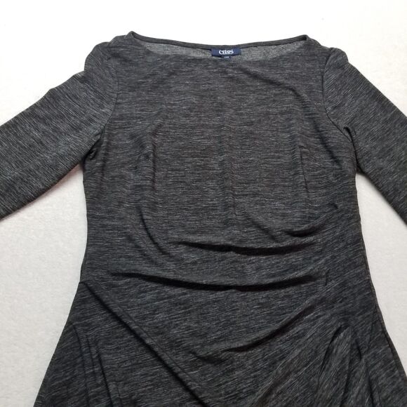 Chaps L Dress Gray 3/4 Sleeve Stretch Ruched Lined Career Office Classic Preppy - Picture 4 of 10